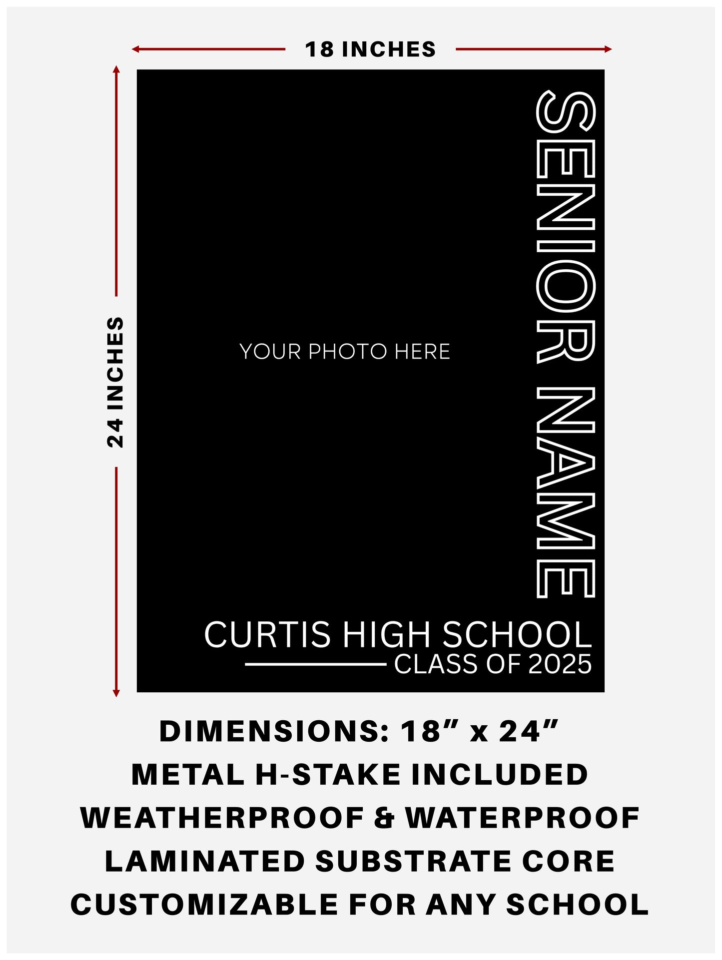 Senior Sign 11 | Portrait | B/W Text Only