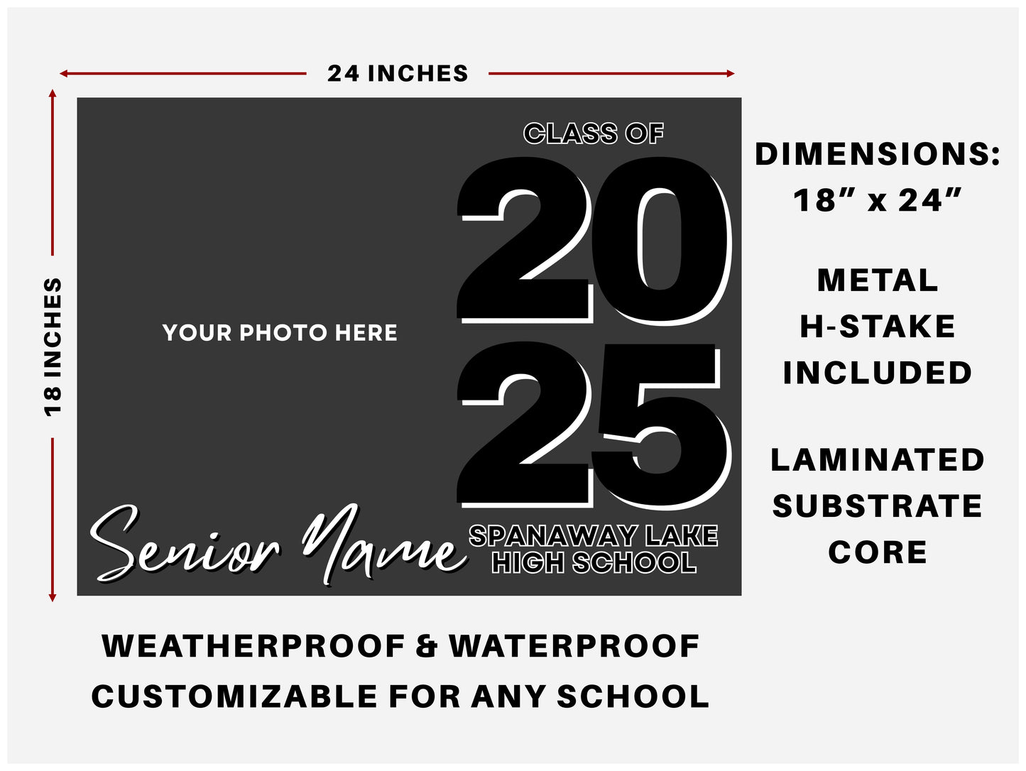 Senior Sign 14 | Landscape | B/W Text Only