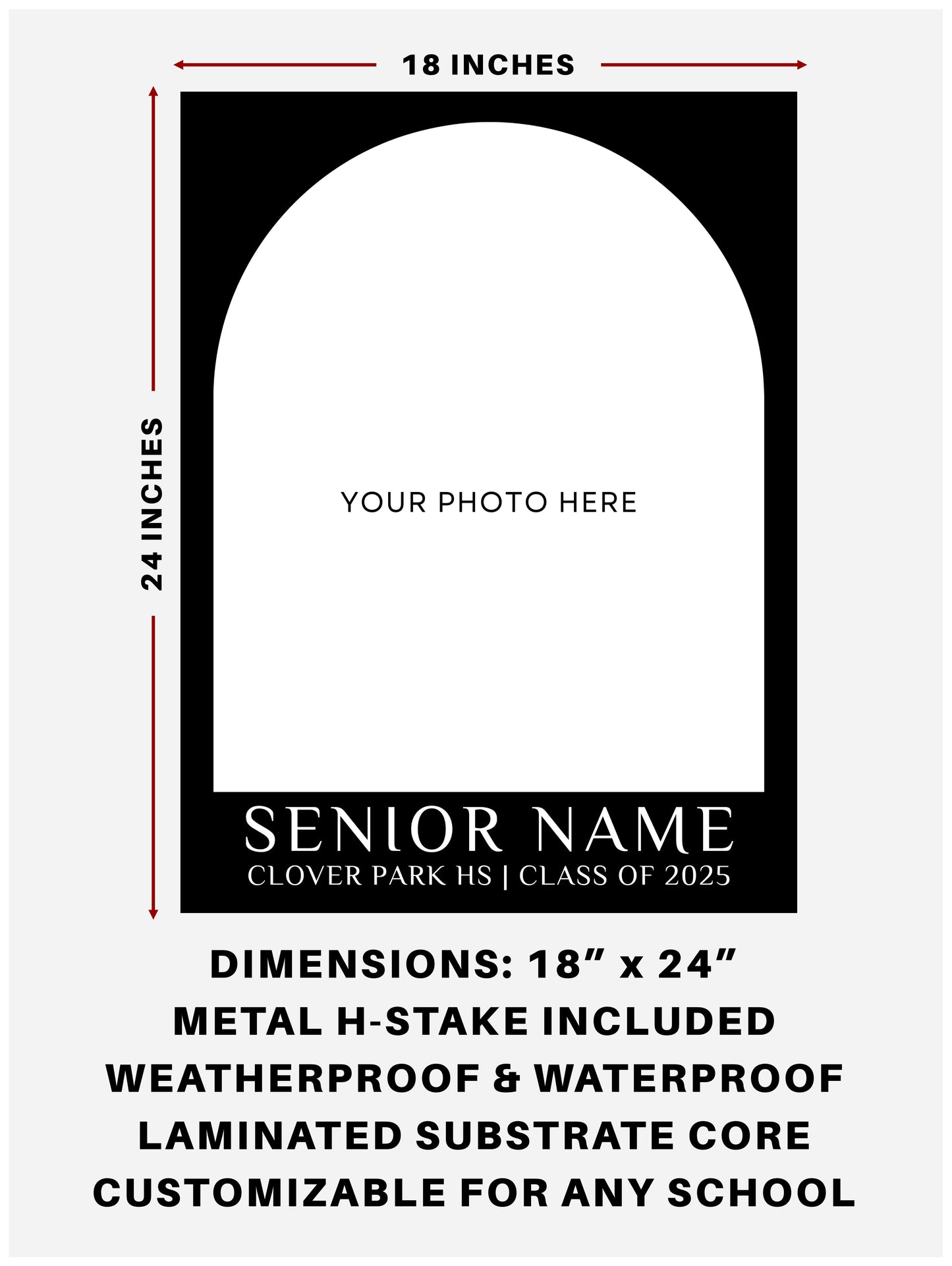 Senior Sign 10 | Portrait | B/W Text Only